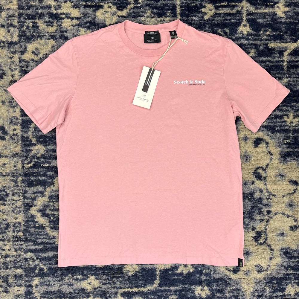 Scotch & Soda Mens Organic Cotton Logo T-Shirt Pink XL 162883 21-SSMM-D51